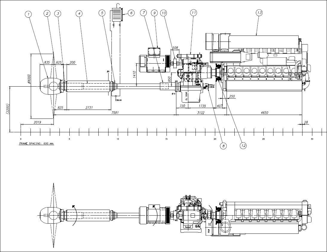 Wartsila 8l32 чертеж